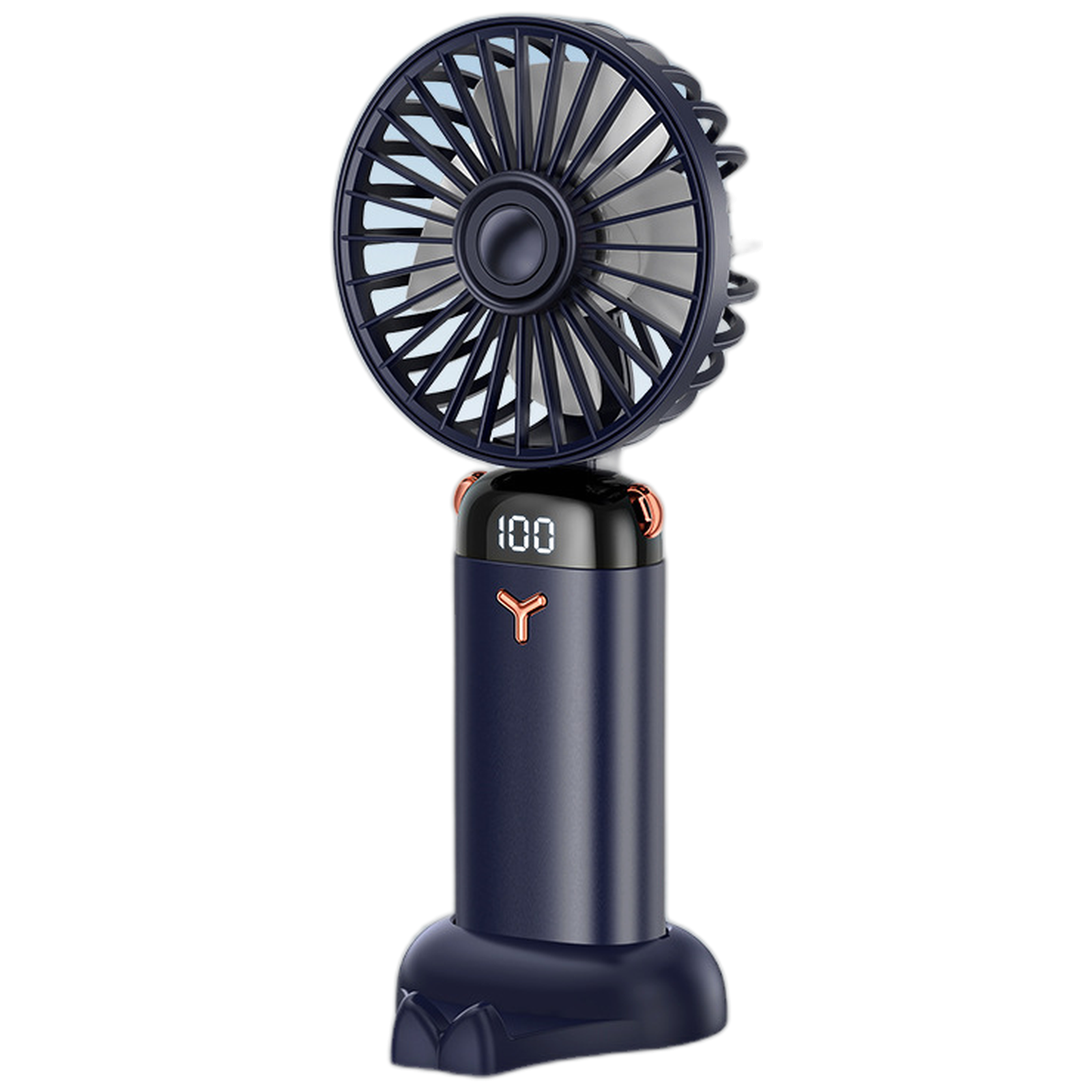 Mini USB Rechargeable Desk Fan, Foldable Handheld Fan with Digital Display and Rotating Base for Meals