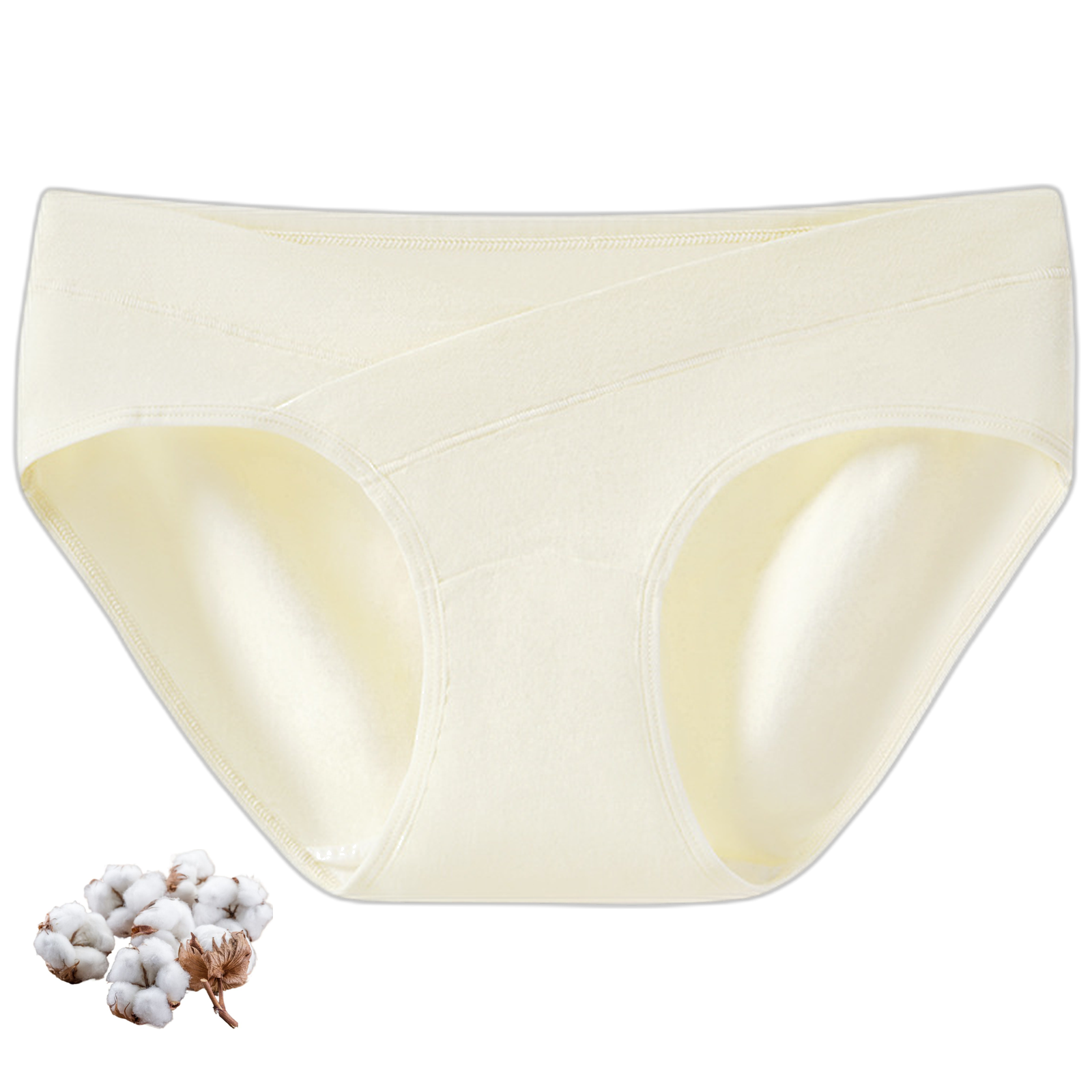 Maternity Cotton Bikini Underwear, Low Rise V-Cross Belly Support Briefs, Lightweight Everyday Pregnancy Panties
