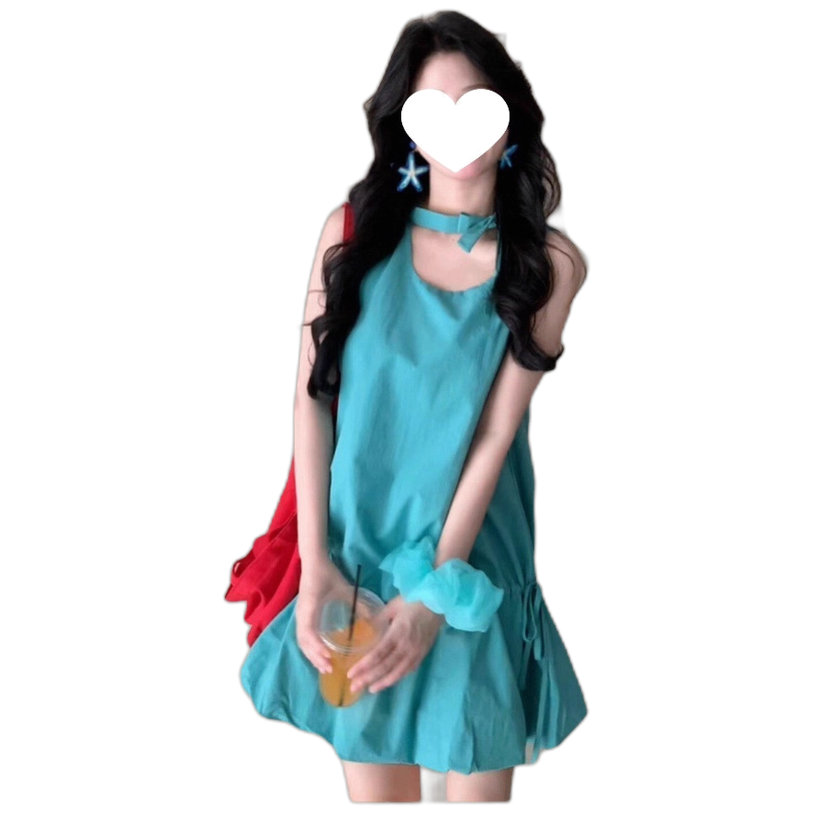 Women’s Ice Silk Mini Sundress Sleeveless Bubble Hem with Elastic Waist for Beach Vacation Summer Parties