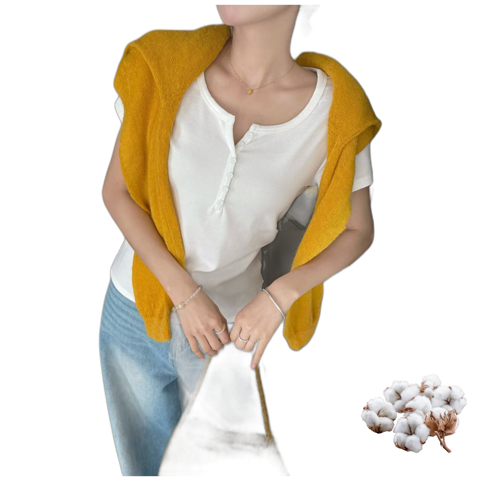 Cotton Blend Henley T Shirt for Women, Slim Fit Short Sleeve Button Front Solid Summer Casual Top, 2 pack