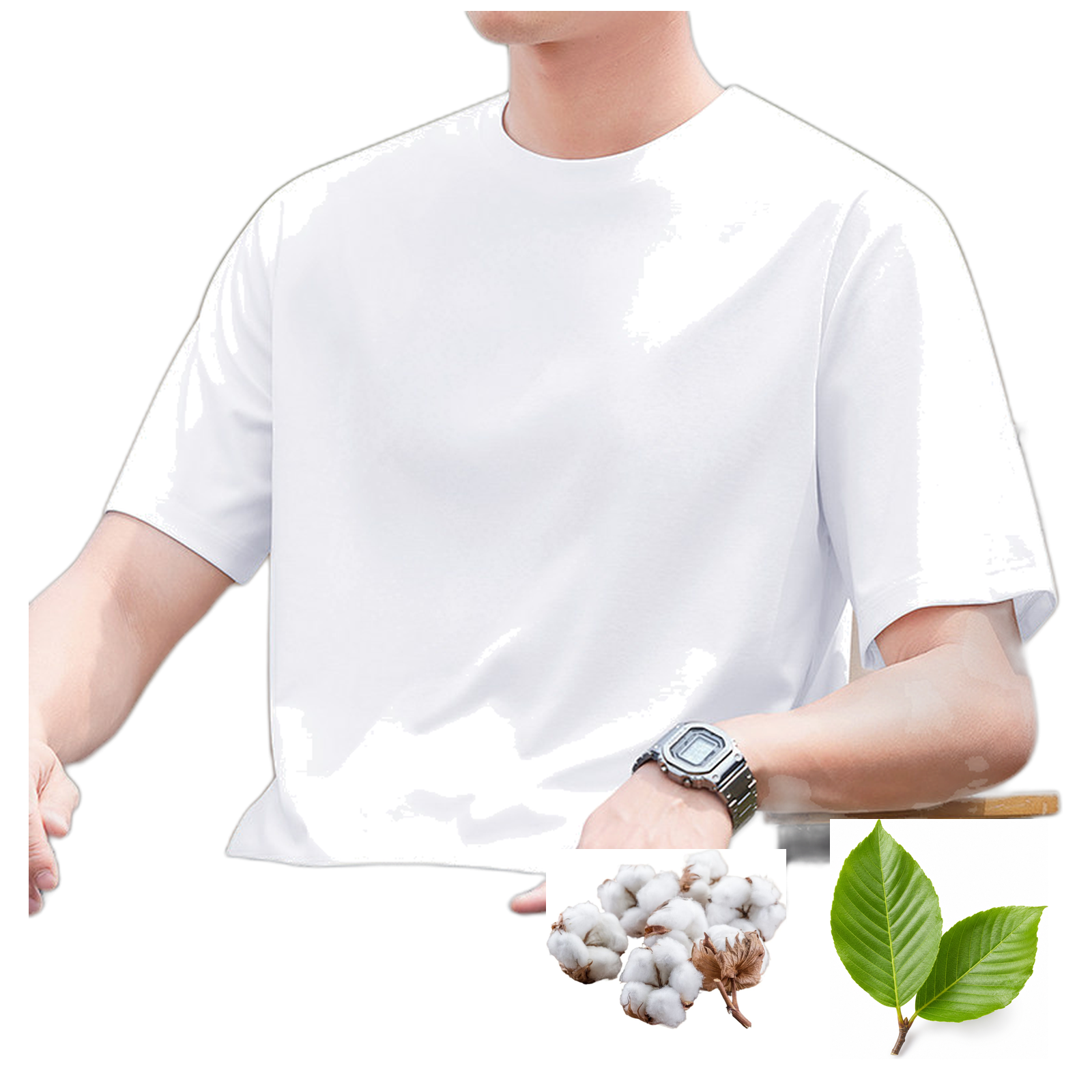 Men's Modal Cotton T Shirt Loose Fit Crewneck Cooling Quick Dry Summer Sun Shirt for Casual Sport Wear