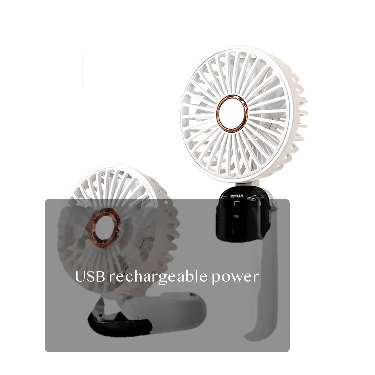 USB Rechargeable Handheld Fan, Foldable Mini Desk Fan with Display, Portable Cooling for Dorm Travel