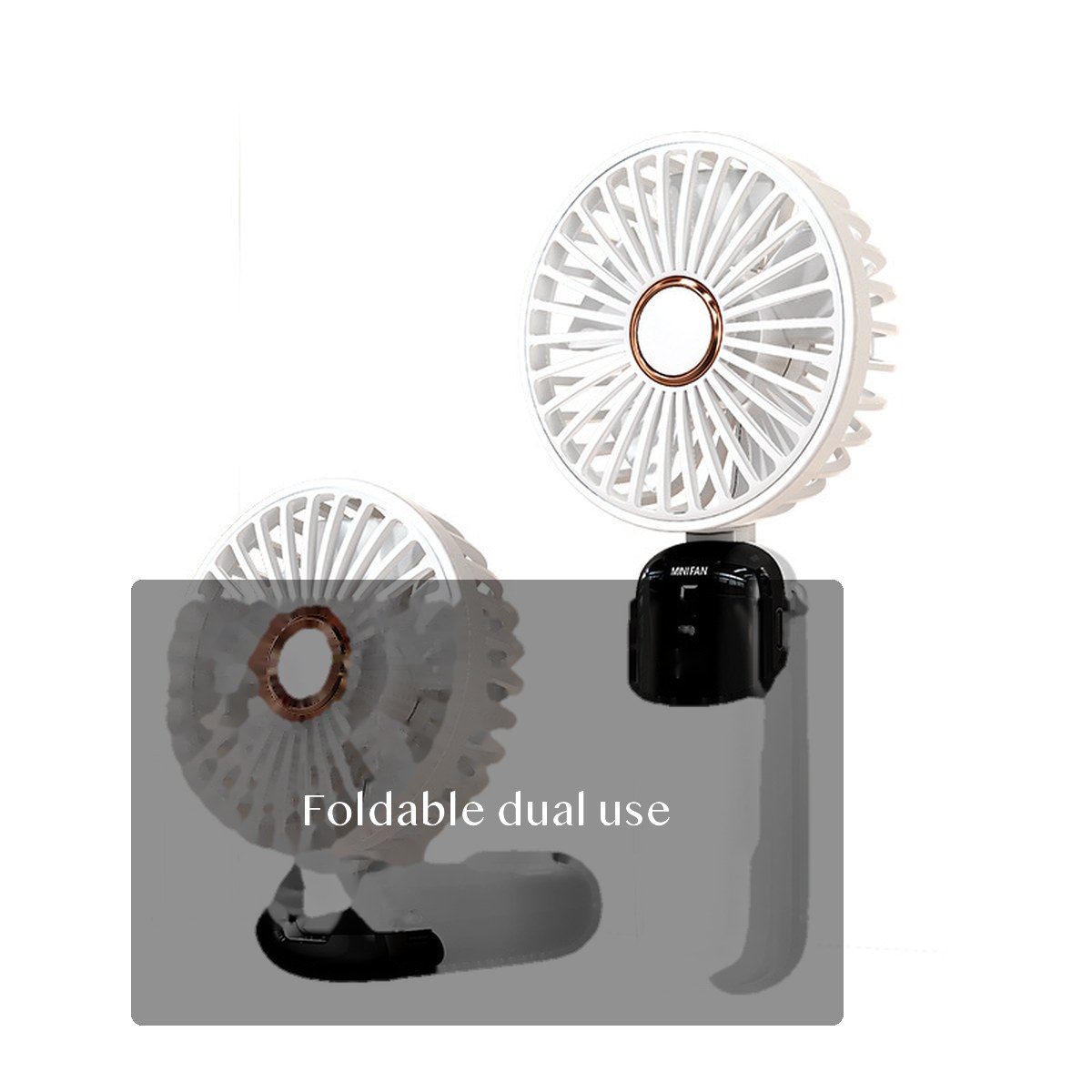 USB Handheld Mini Fan with Foldable Stand, Quiet Portable Rechargeable Desk Fan for Students Travel Use