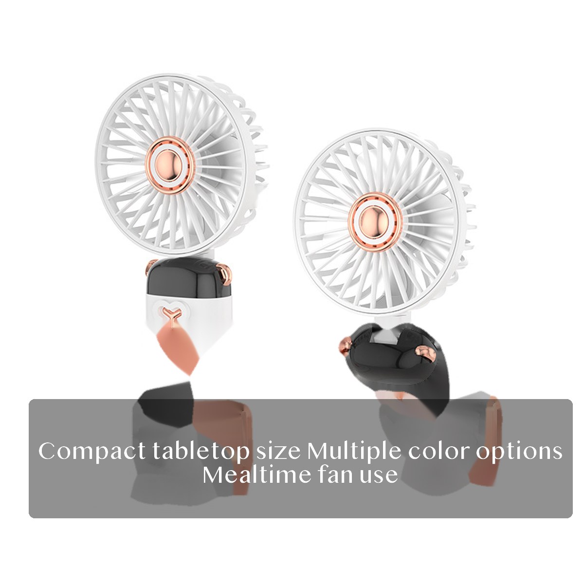 Mini USB Rechargeable Desk Fan, Foldable Handheld Fan with Digital Display and Rotating Base for Meals