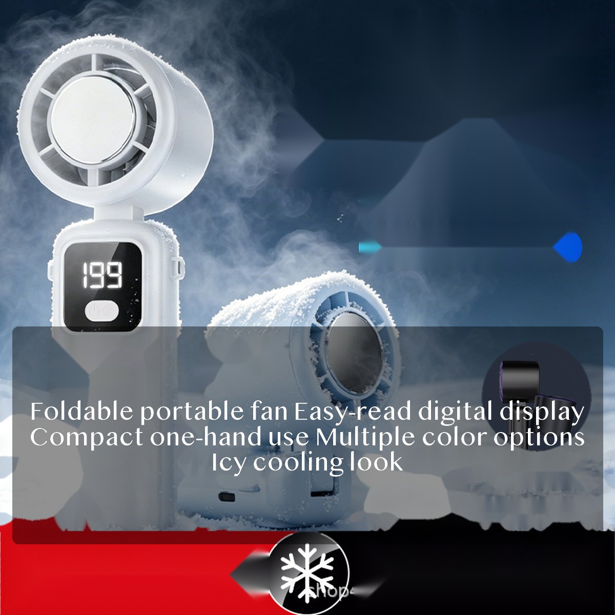 USB Handheld Fan with Digital Display, Foldable Portable Cooling Fan for Outdoor Travel, Commute, Desk Use