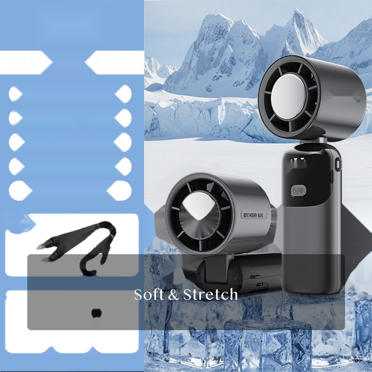 Handheld USB Cooling Fan with Ice-Cool Plate, 100-Speed Mini Portable Fan for Outdoor Travel and Desk Use
