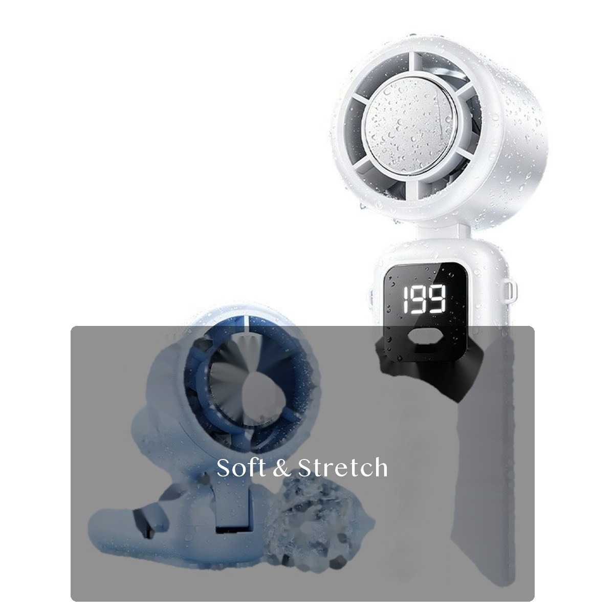 USB Handheld Fan with Digital Display, Foldable Portable Cooling Fan for Outdoor Travel, Commute, Desk Use