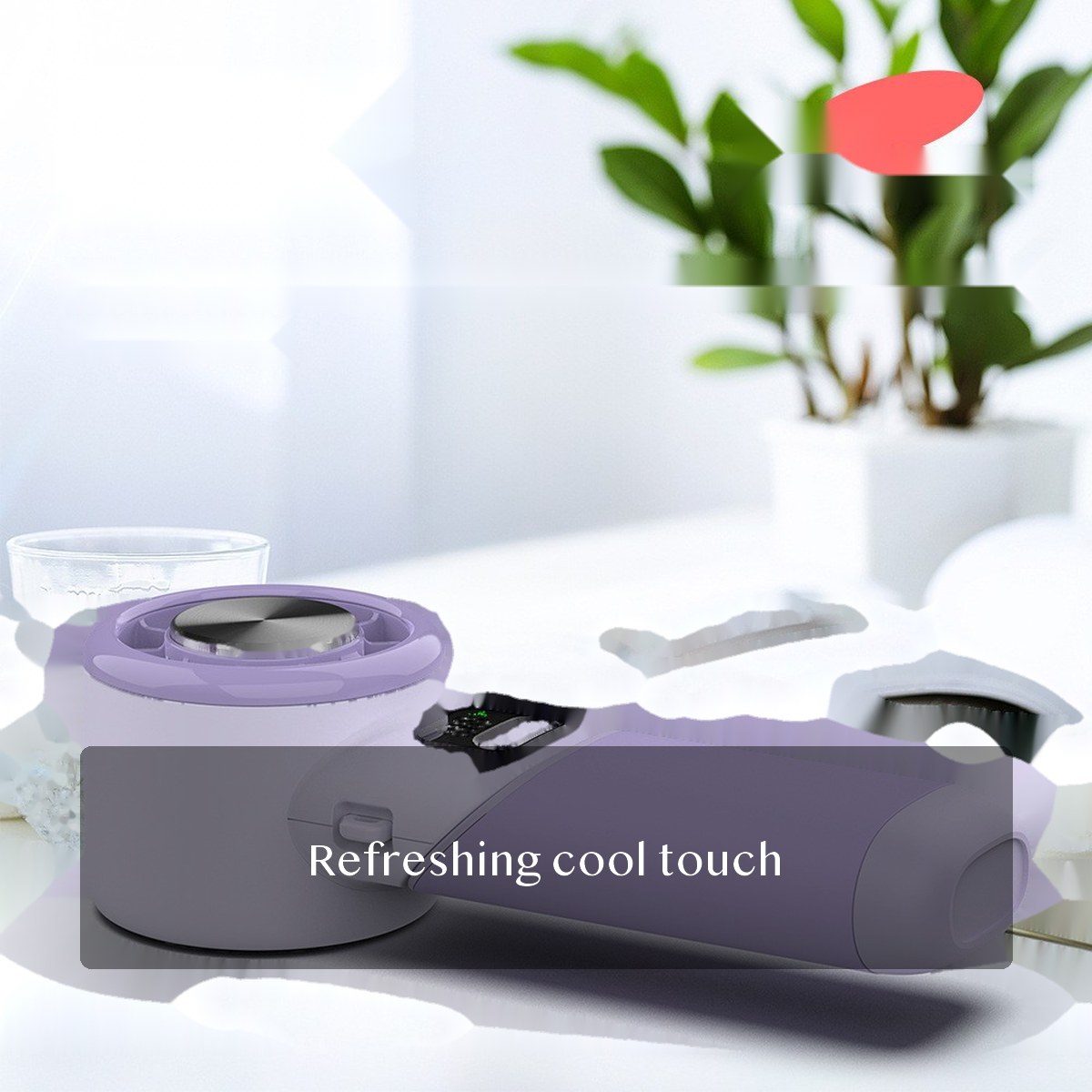 Portable Handheld Cooling Fan with Ice-Cool Touch Plate, Rechargeable Personal Fan for Travel Commute