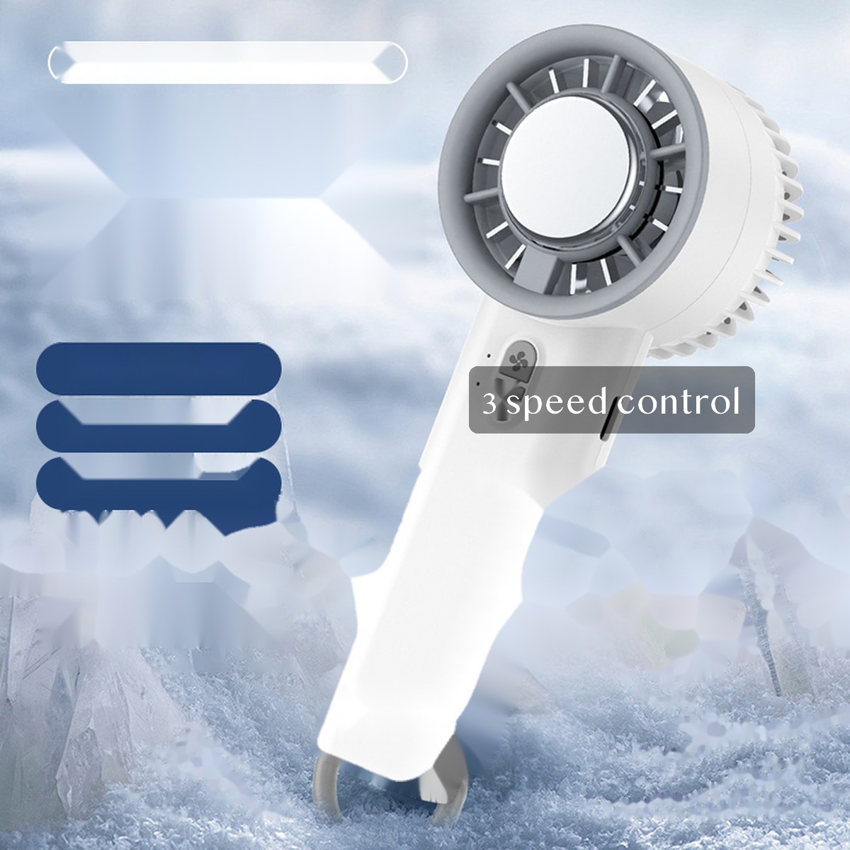 Handheld Cooling Fan, USB Rechargeable Mini Portable Desk Fan with 3 Speeds for Students, Travel and Office
