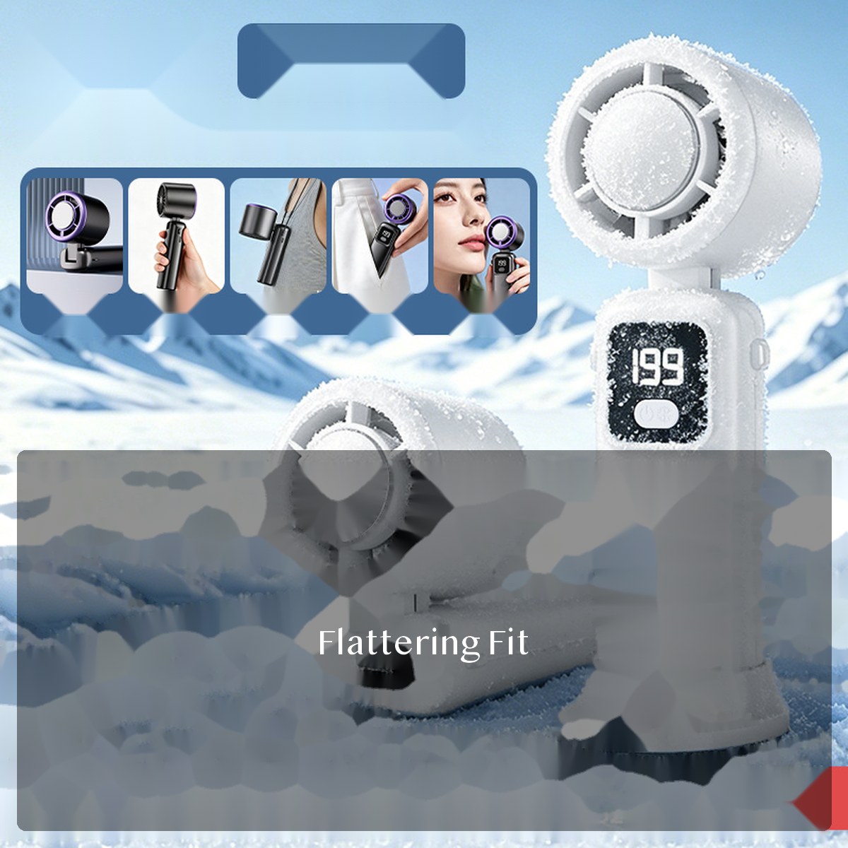 USB Handheld Fan with Digital Display, Foldable Portable Cooling Fan for Outdoor Travel, Commute, Desk Use
