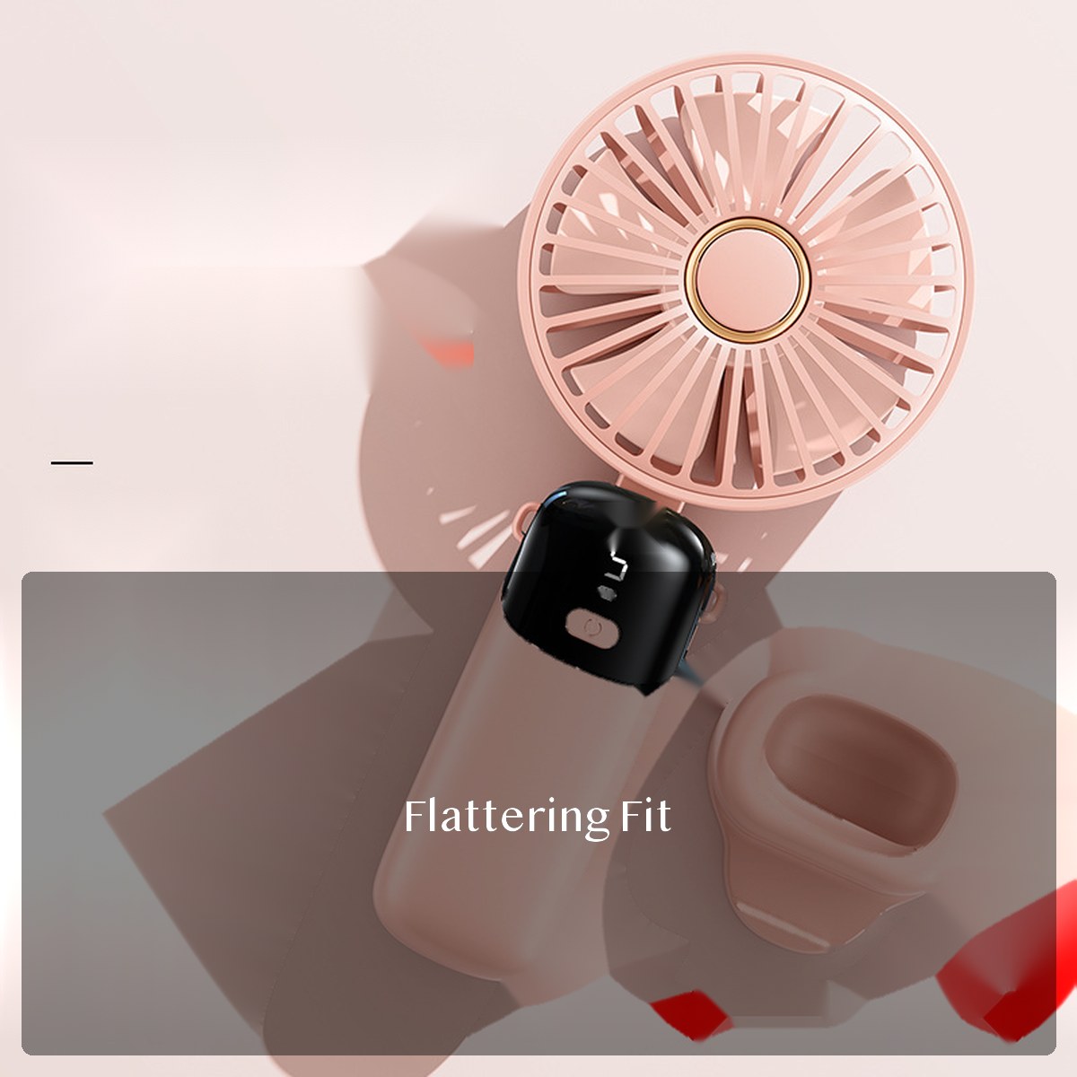 USB Mini Handheld Fan, Foldable Portable Desk Fan with Digital Display, Rechargeable for Travel Office