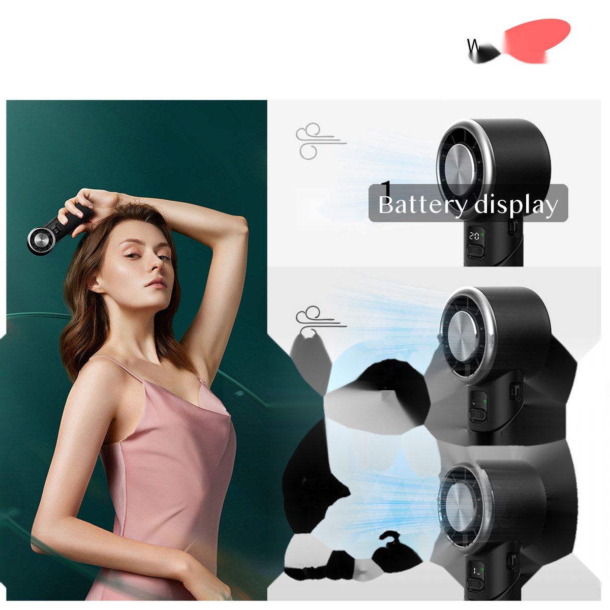 Portable Handheld Cooling Fan with Ice-Cool Touch Plate, Rechargeable Personal Fan for Travel Commute