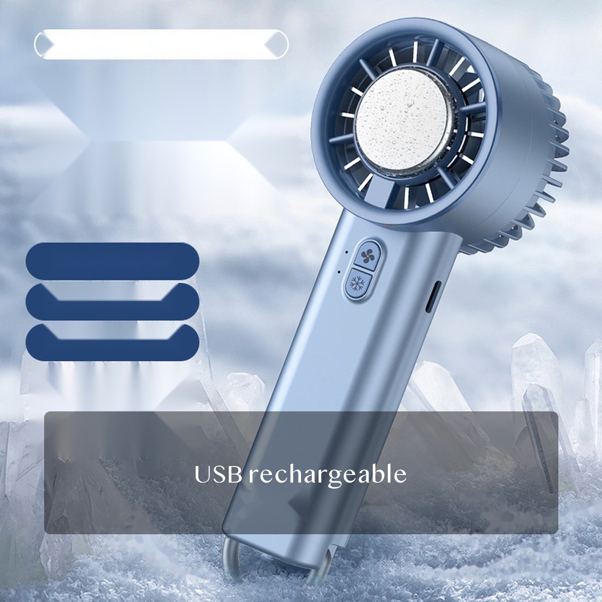 Handheld Cooling Fan, USB Rechargeable Mini Portable Desk Fan with 3 Speeds for Students, Travel and Office