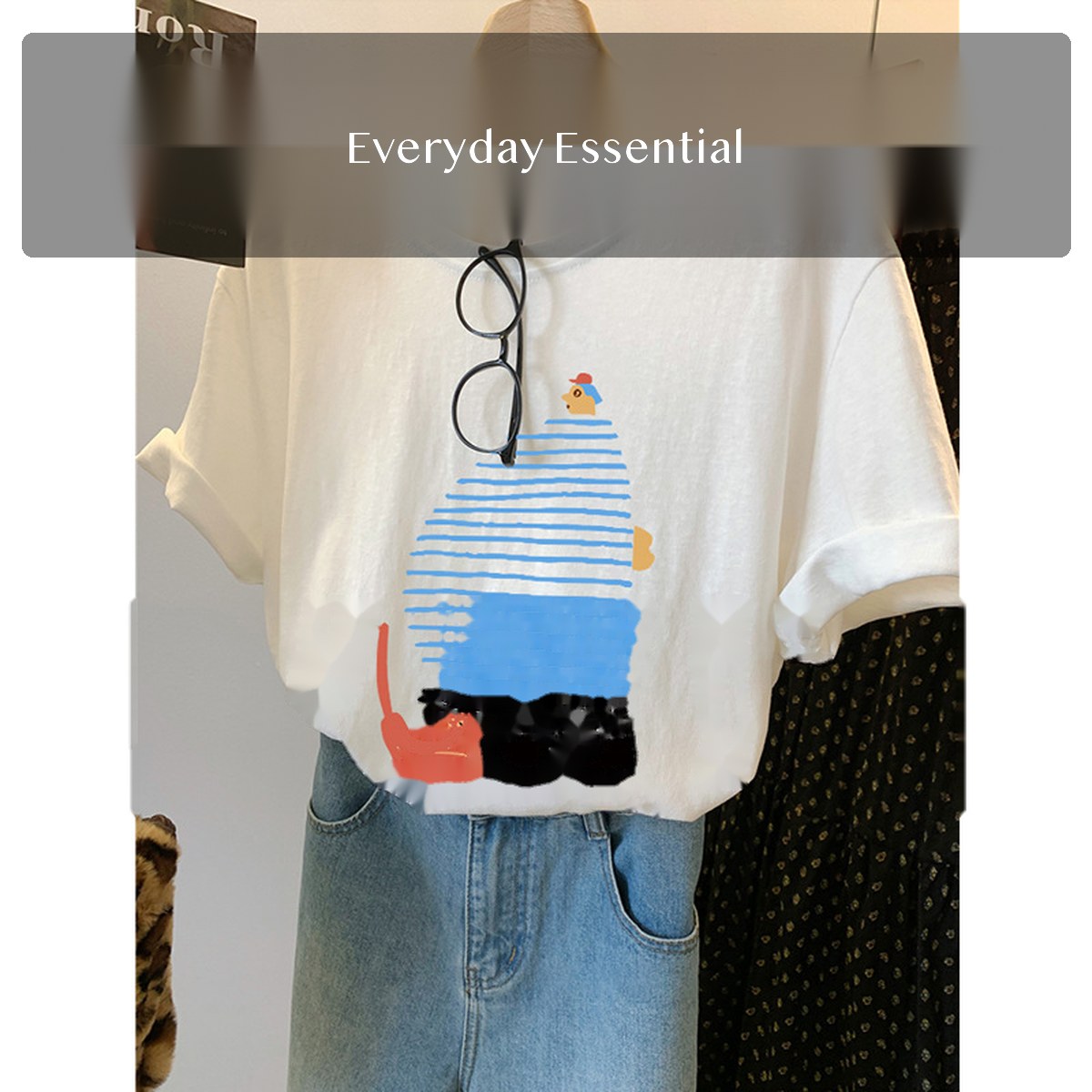Women's Cotton Graphic T Shirt Loose Fit Crewneck Short Sleeve Longline Summer Top for Plus Size Casual Wear