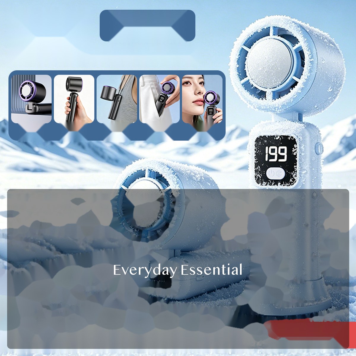 USB Handheld Fan with Digital Display, Foldable Portable Cooling Fan for Outdoor Travel, Commute, Desk Use