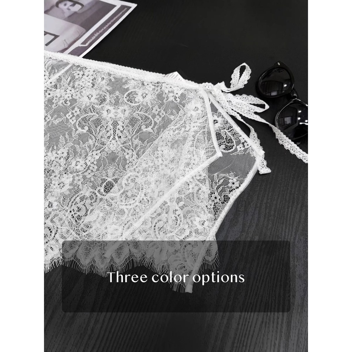 Ice Silk Lace Wrap Skirt Overlay for Women, Sheer Tie-Side Mini Layering Piece for Festivals, Photos, Spring