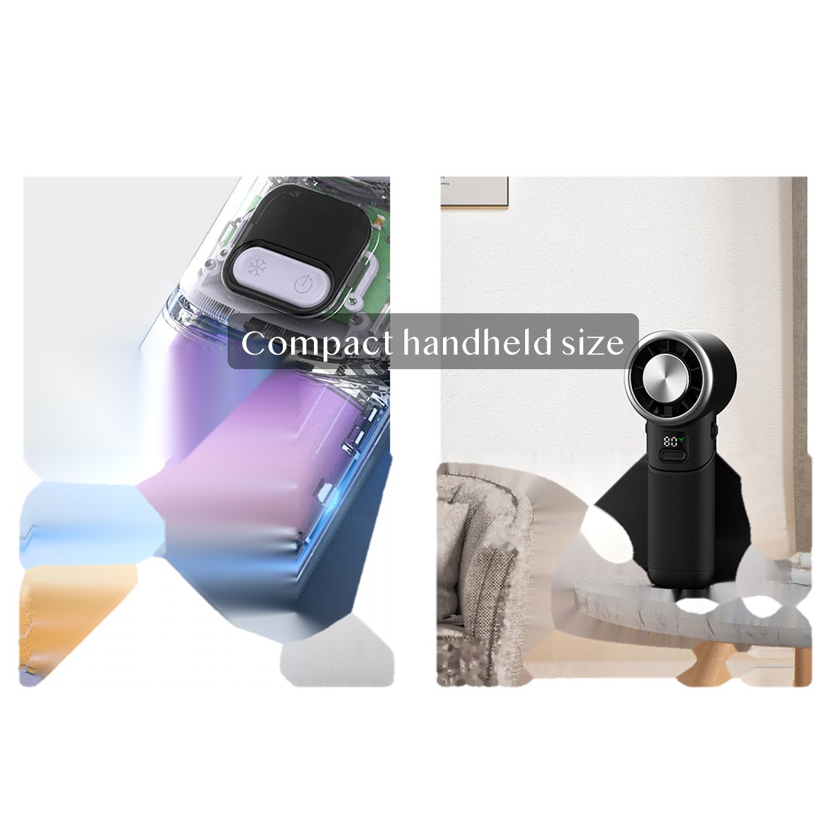 Portable Handheld Cooling Fan with Ice-Cool Touch Plate, Rechargeable Personal Fan for Travel Commute