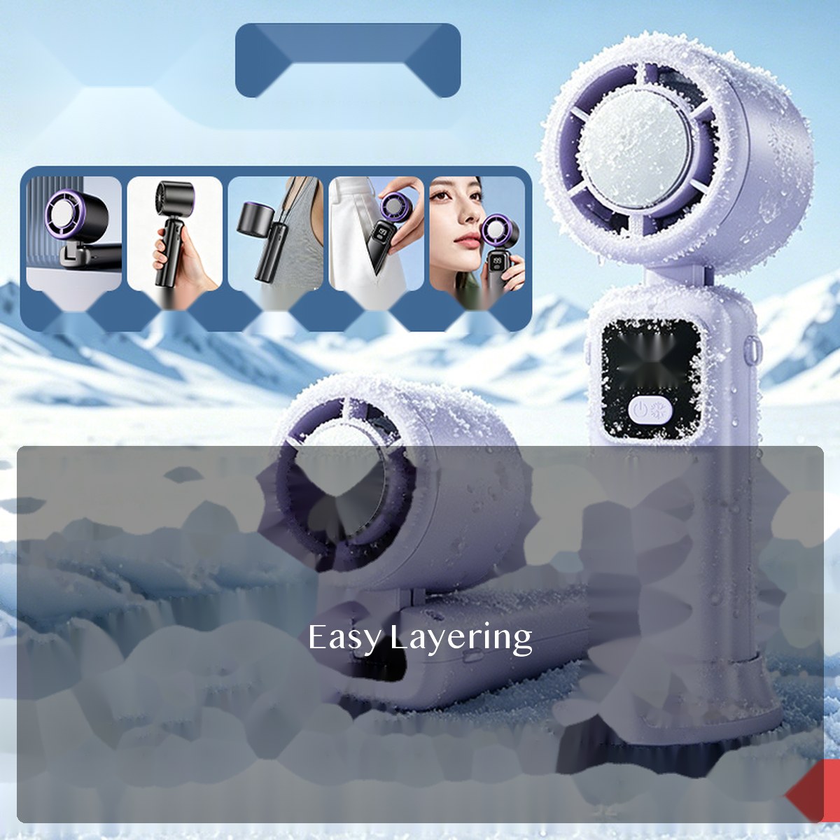 USB Handheld Fan with Digital Display, Foldable Portable Cooling Fan for Outdoor Travel, Commute, Desk Use