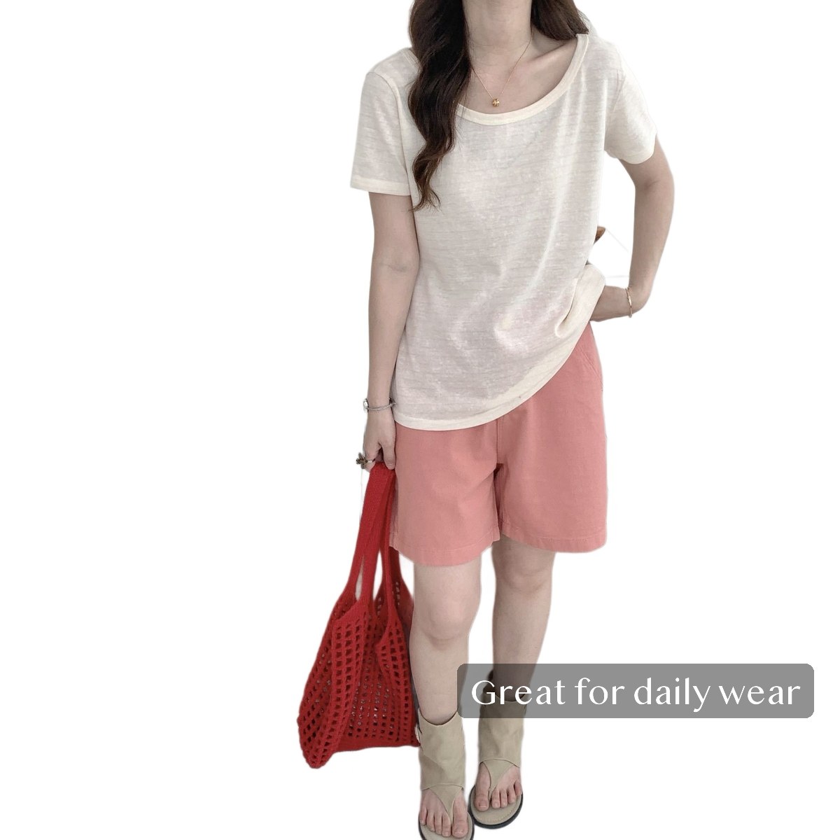 Women's Cotton Off Shoulder T Shirt Loose Fit Short Sleeve Striped Slub Tee for Summer Casual Weekend Wear