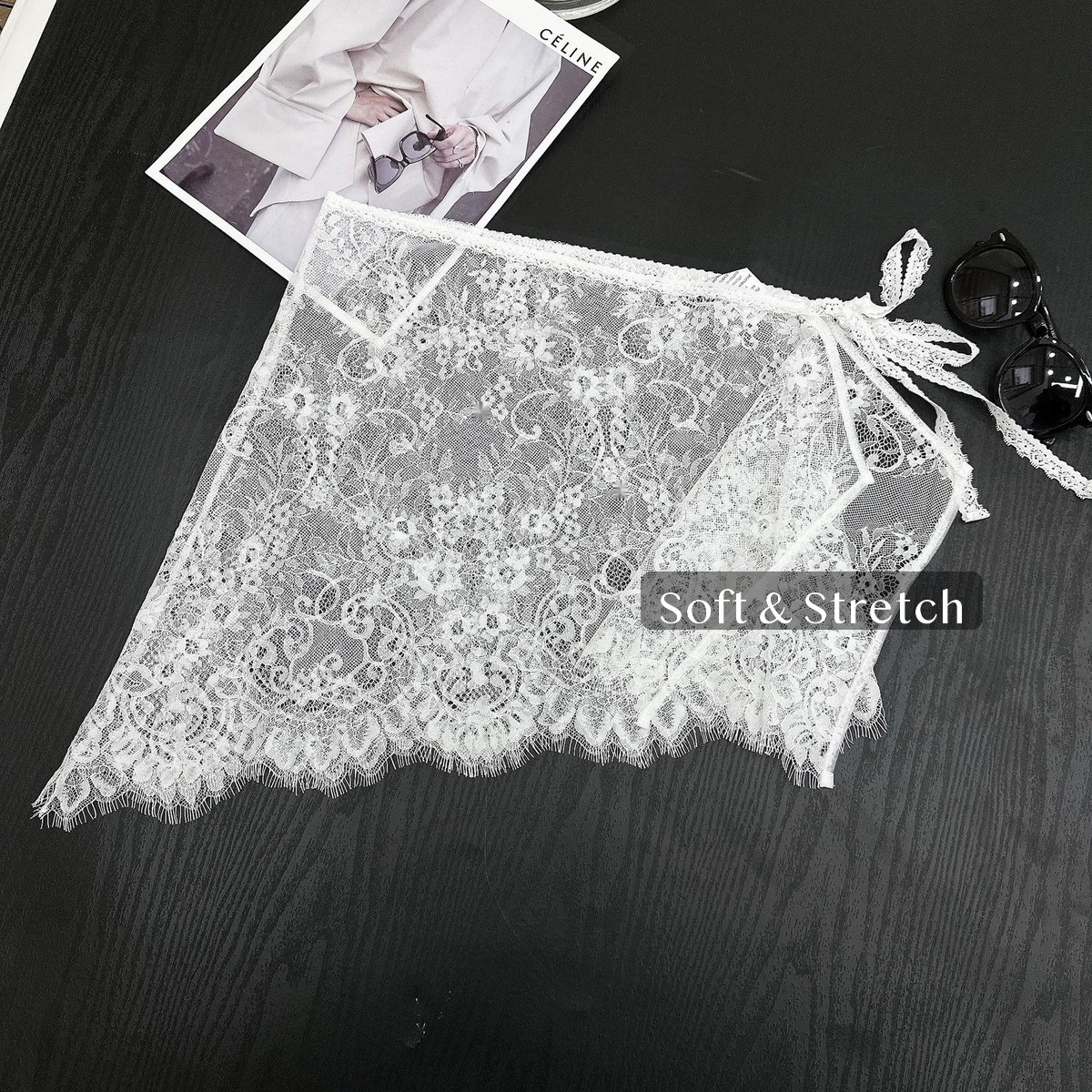 Ice Silk Lace Wrap Skirt Overlay for Women, Sheer Tie-Side Mini Layering Piece for Festivals, Photos, Spring