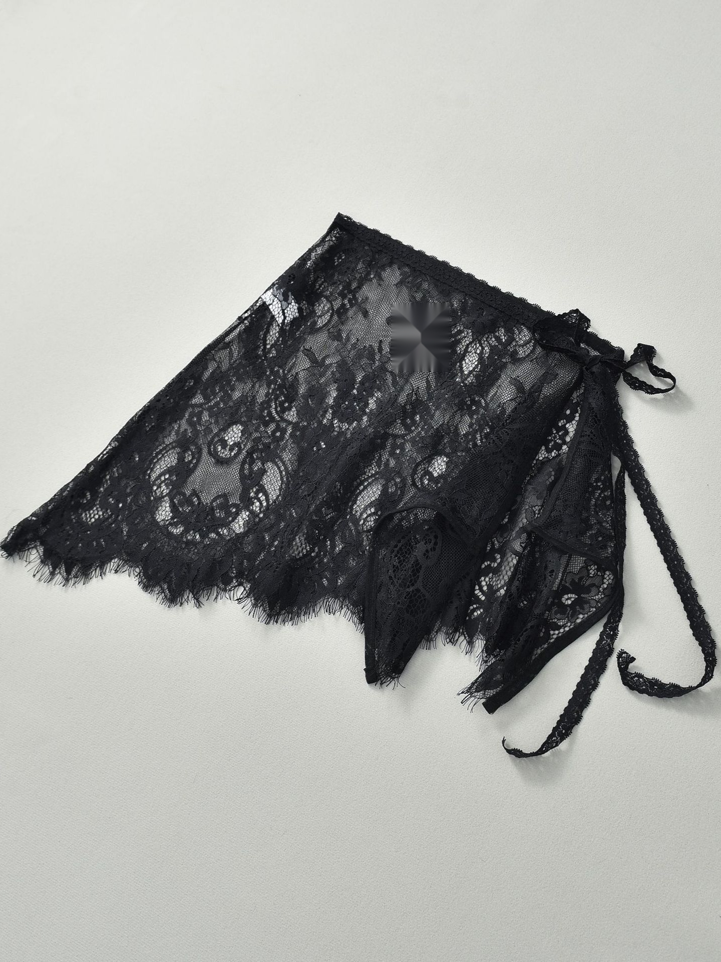 Ice Silk Lace Wrap Skirt Overlay for Women, Sheer Tie-Side Mini Layering Piece for Festivals, Photos, Spring