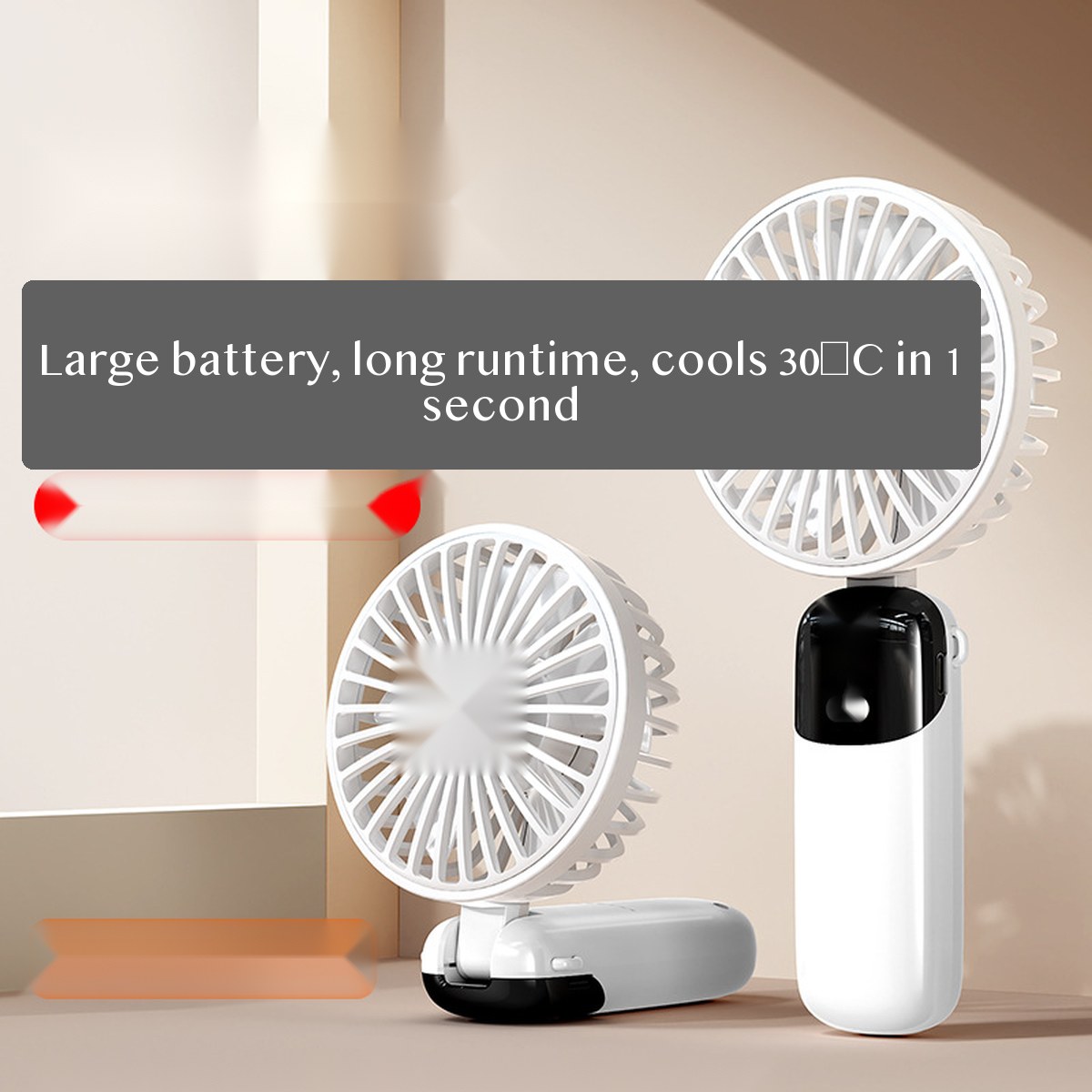 USB Handheld Mini Fan with Foldable Stand, Quiet Portable Rechargeable Desk Fan for Students Travel Use