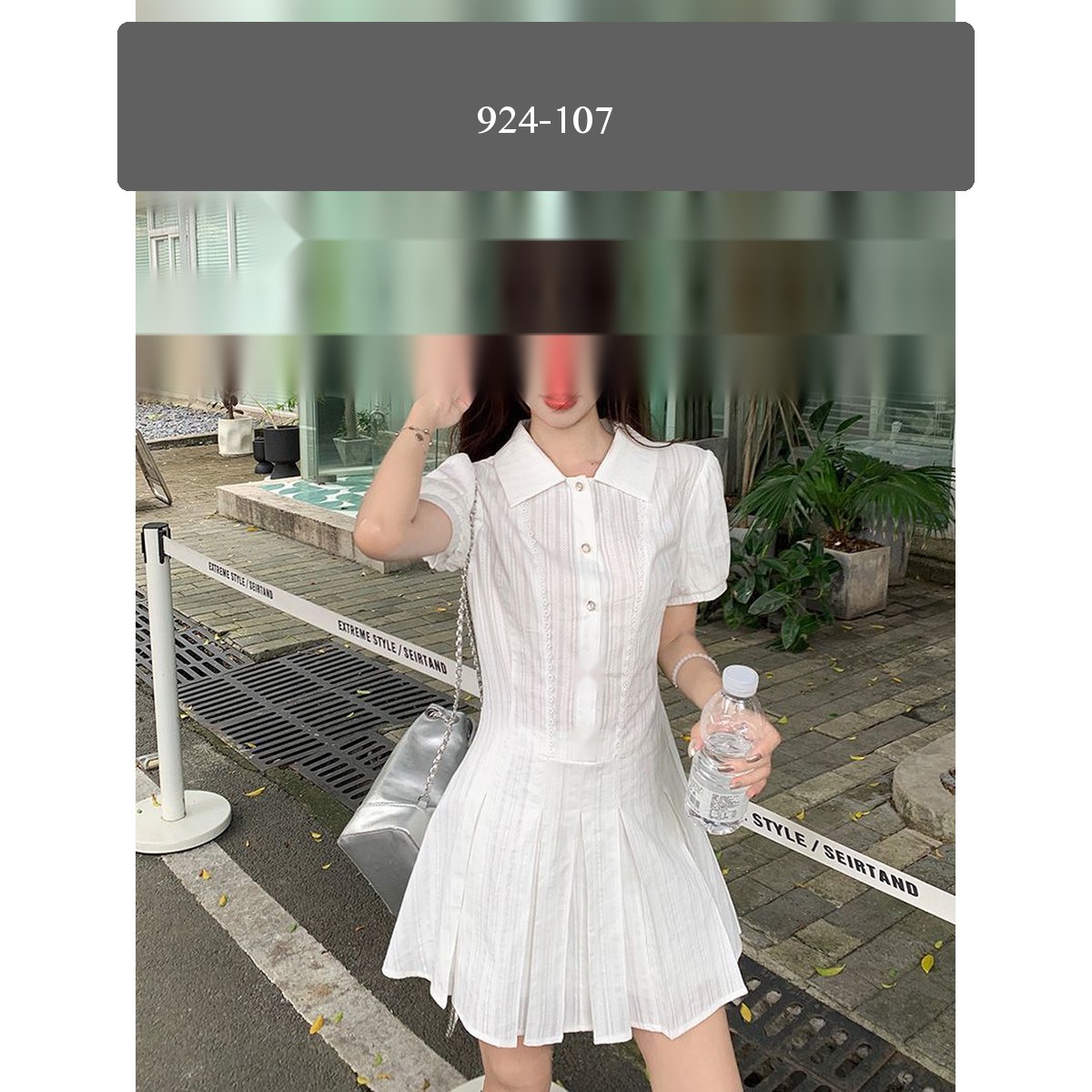 Ice Silk A-Line Polo Collar Mini Dress for Women, High Waist Flattering Summer Outfit for Going Out