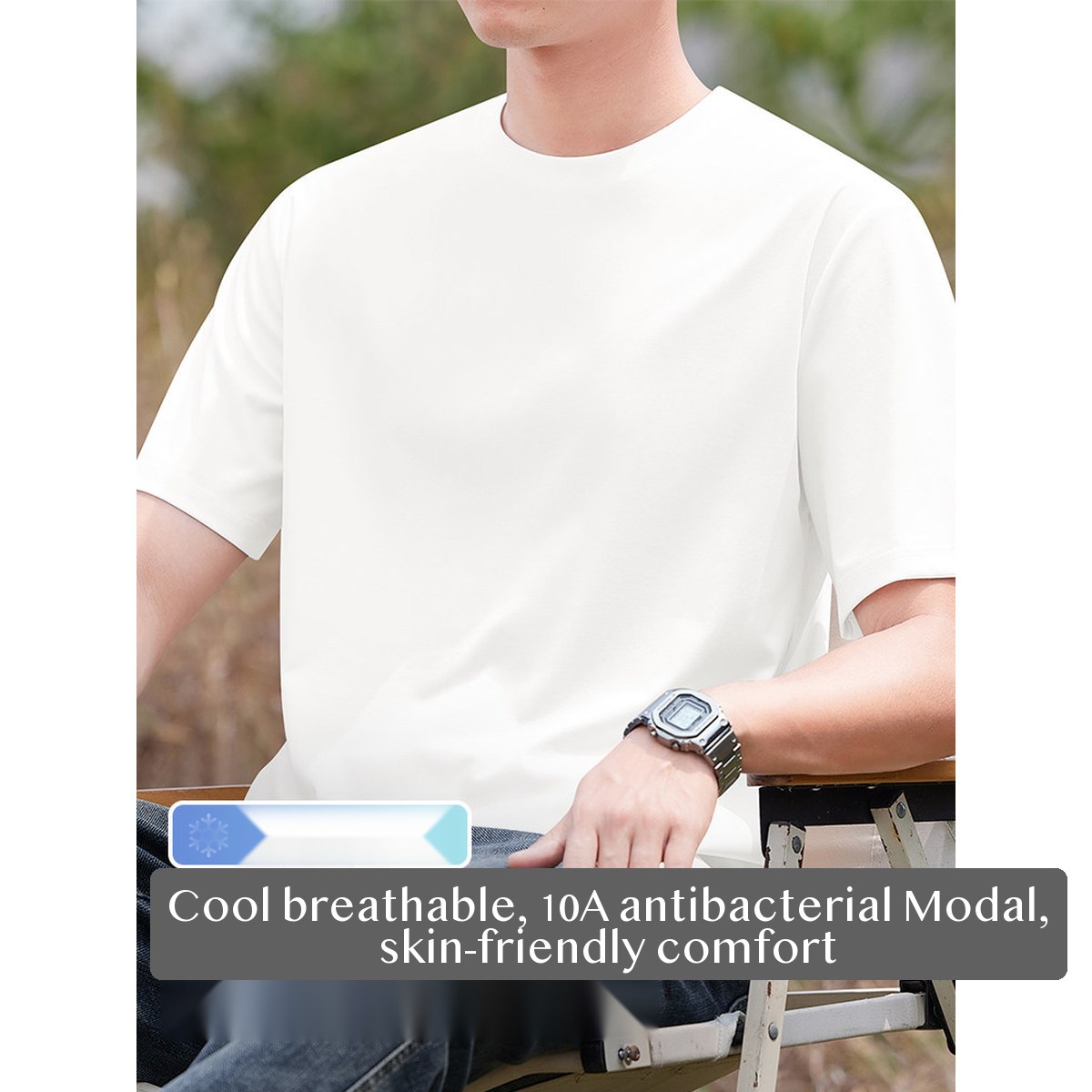 Men's Modal Cotton T Shirt Loose Fit Crewneck Cooling Quick Dry Summer Sun Shirt for Casual Sport Wear
