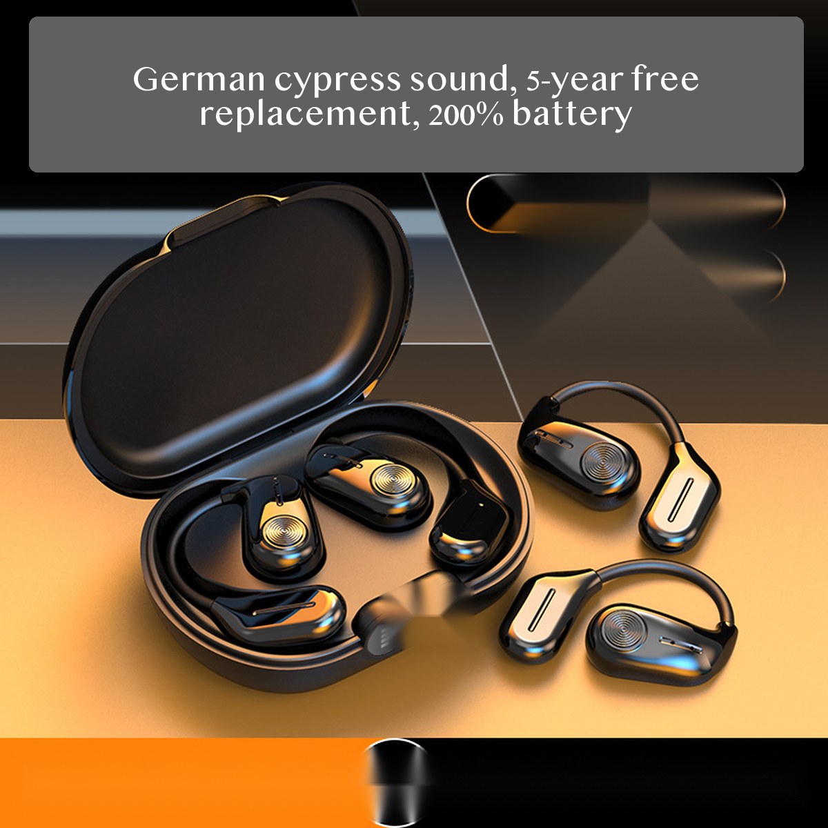V800 Bluetooth Earbuds with Charging Case, Open-Ear Hook Fit, Deep Bass Calls, for Android Gaming and Daily Use