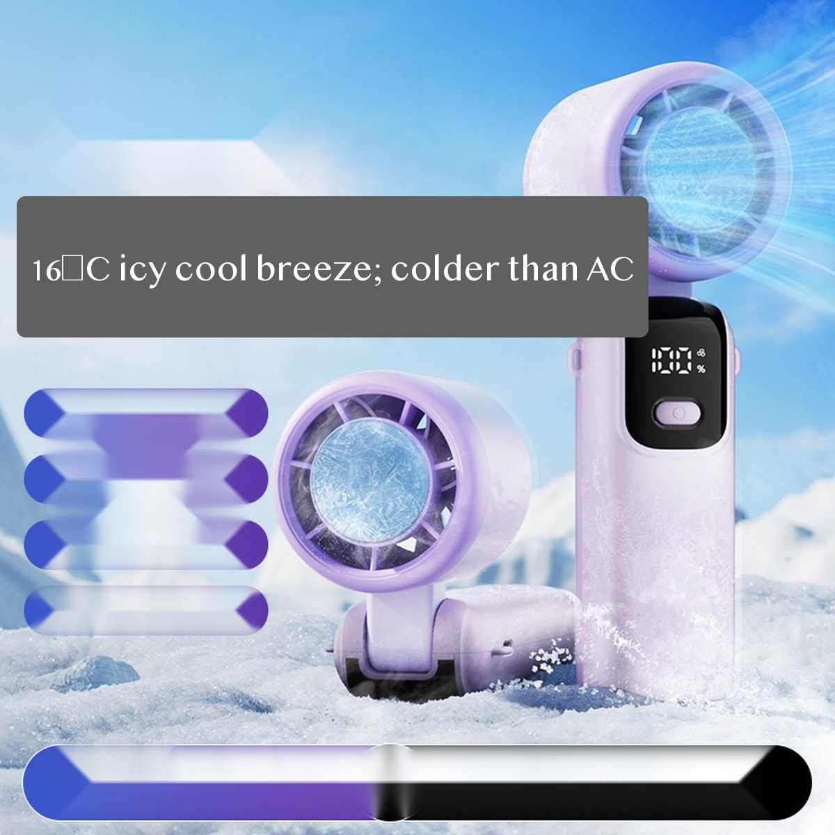 Handheld USB Cooling Fan with Ice-Cool Plate, 100-Speed Mini Portable Fan for Outdoor Travel and Desk Use