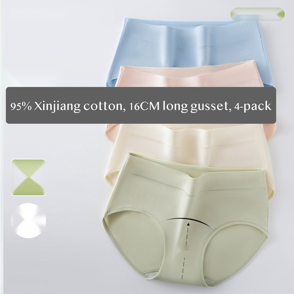 Women's Cotton Brief Underwear 2 pack Mid Waist Invisible Fit Breathable Solid Panties for Daily Wear