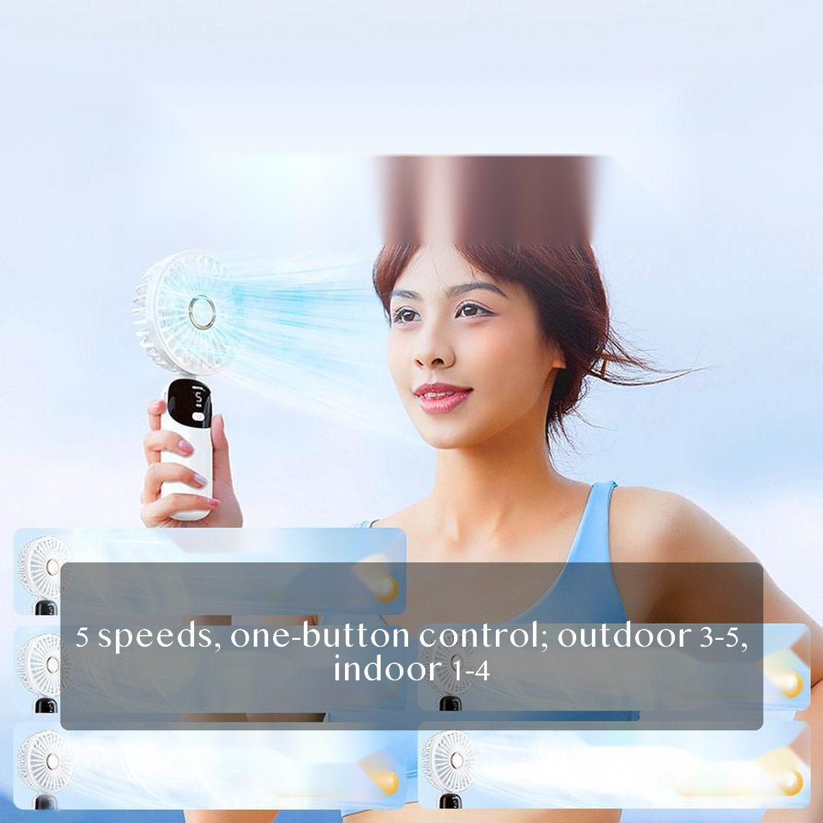 USB Rechargeable Handheld Fan, Foldable Mini Desk Fan with Display, Portable Cooling for Dorm Travel
