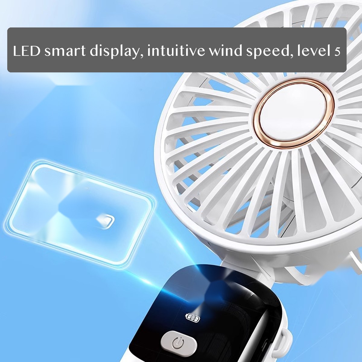 USB Handheld Mini Fan with Foldable Stand, Quiet Portable Rechargeable Desk Fan for Students Travel Use