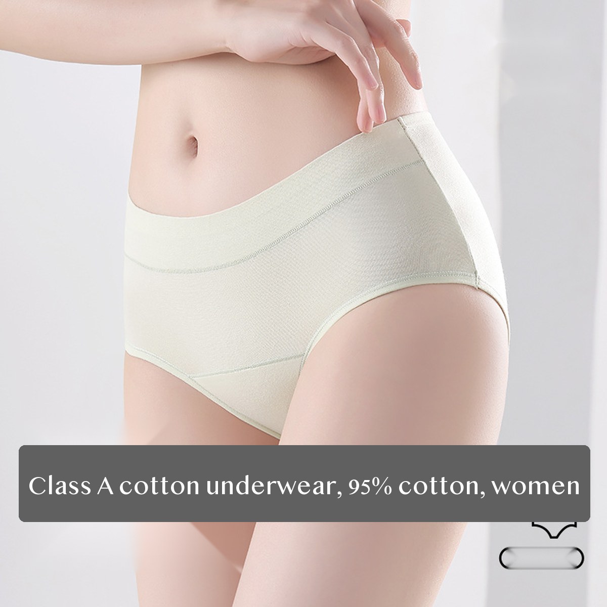 Women's Cotton Brief Underwear 2 pack Mid Waist Invisible Fit Breathable Solid Panties for Daily Wear