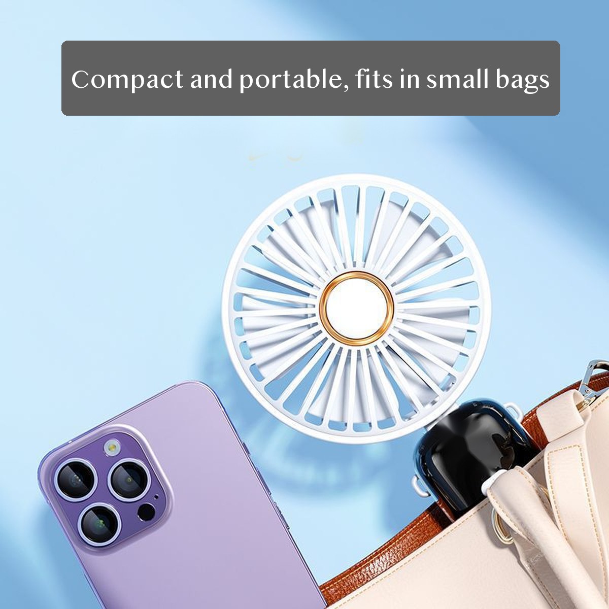 USB Rechargeable Handheld Fan, Foldable Mini Desk Fan with Display, Portable Cooling for Dorm Travel