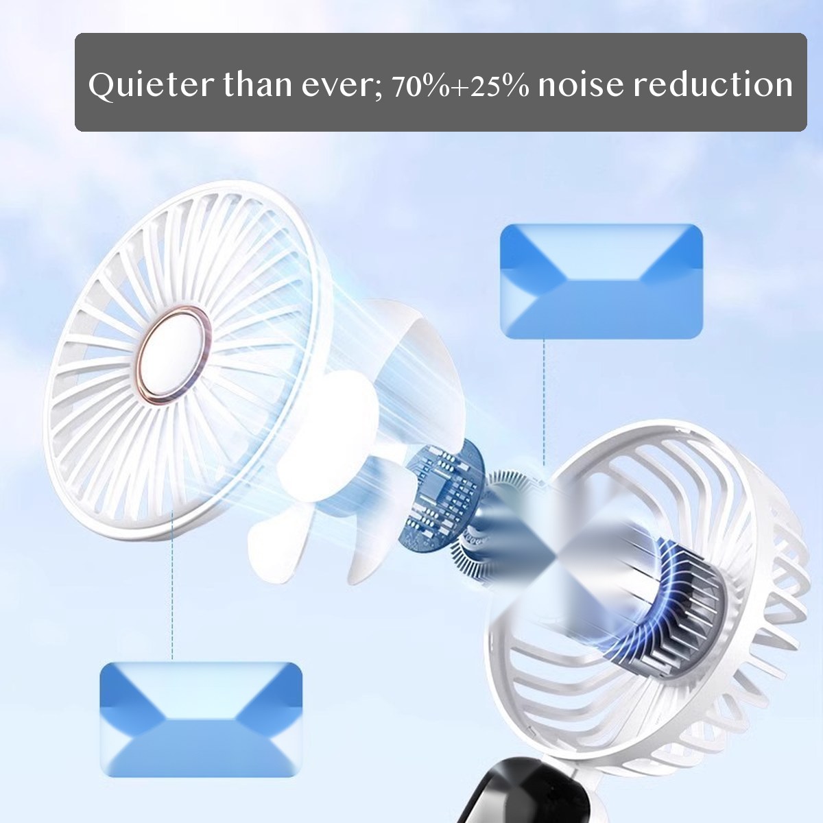 USB Handheld Mini Fan with Foldable Stand, Quiet Portable Rechargeable Desk Fan for Students Travel Use