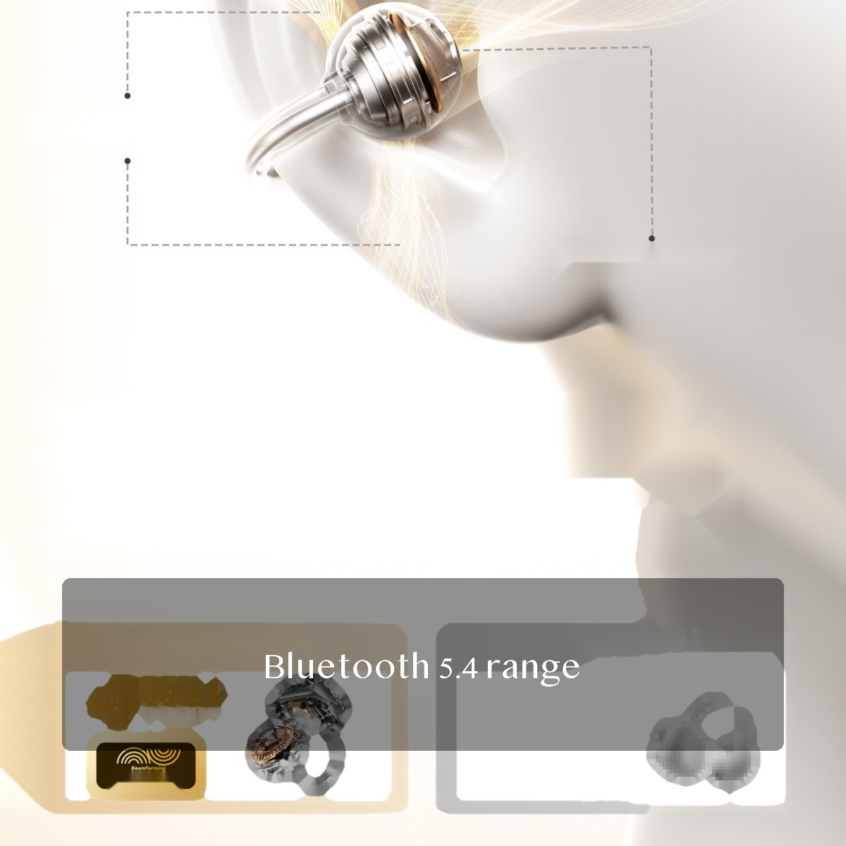 A5 Open Ear Clip Bluetooth Headphones, ABS Wireless Stereo Earbuds with Long Battery Life for Running