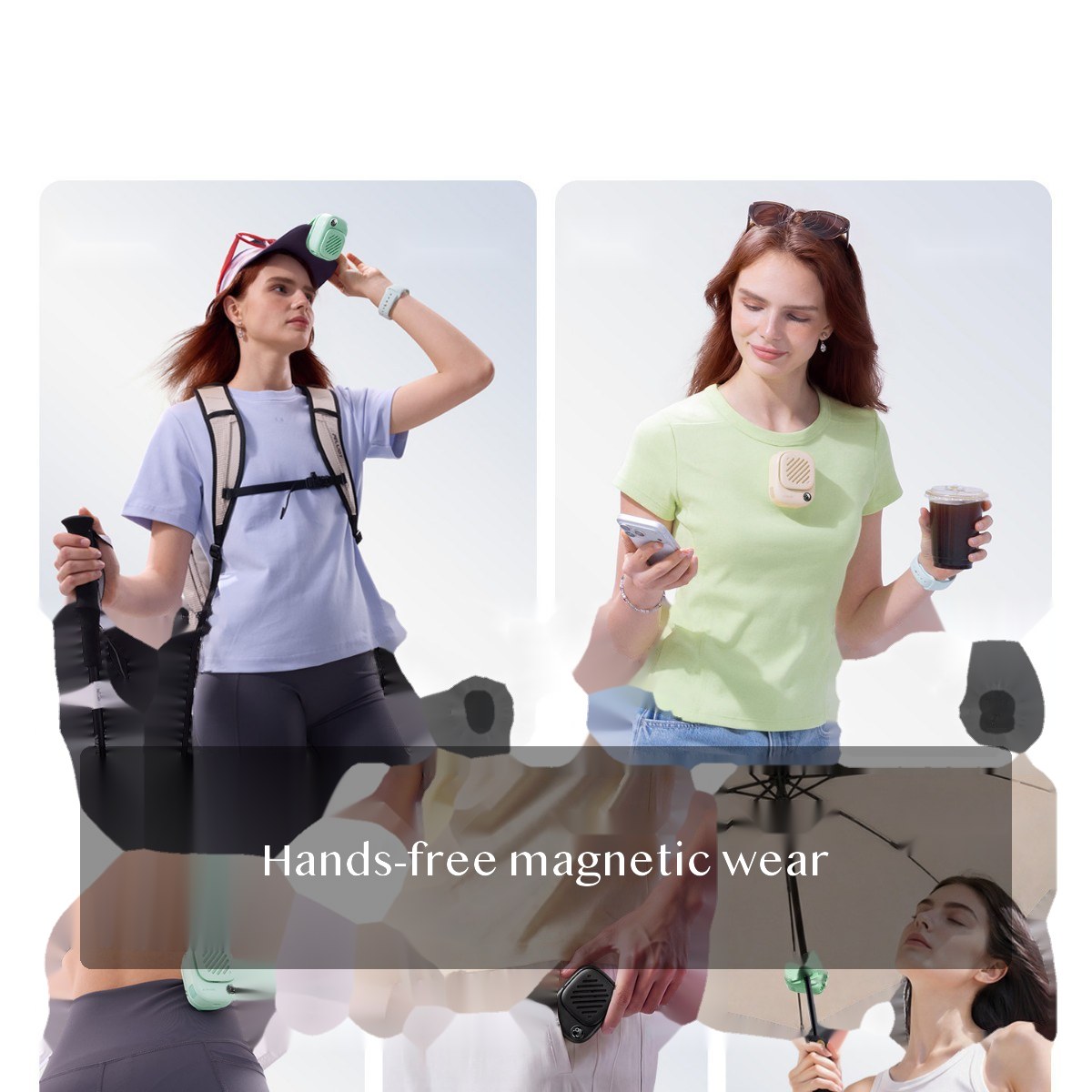Mini Magnetic Neck Fan, Rechargeable Handheld Personal Fan with Digital Display for Office Desk Dorm Use