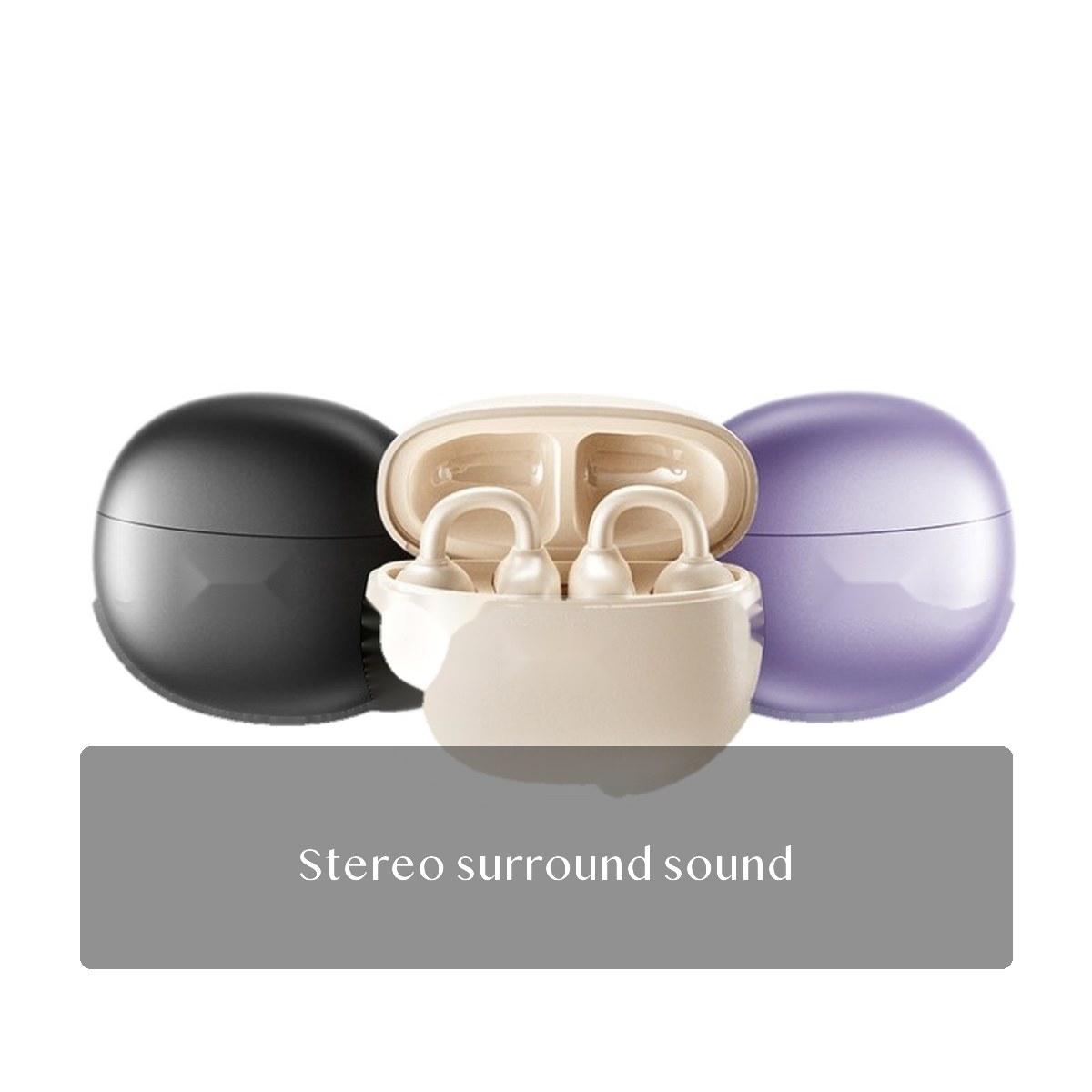A5 Open Ear Clip Bluetooth Headphones, ABS Wireless Stereo Earbuds with Long Battery Life for Running