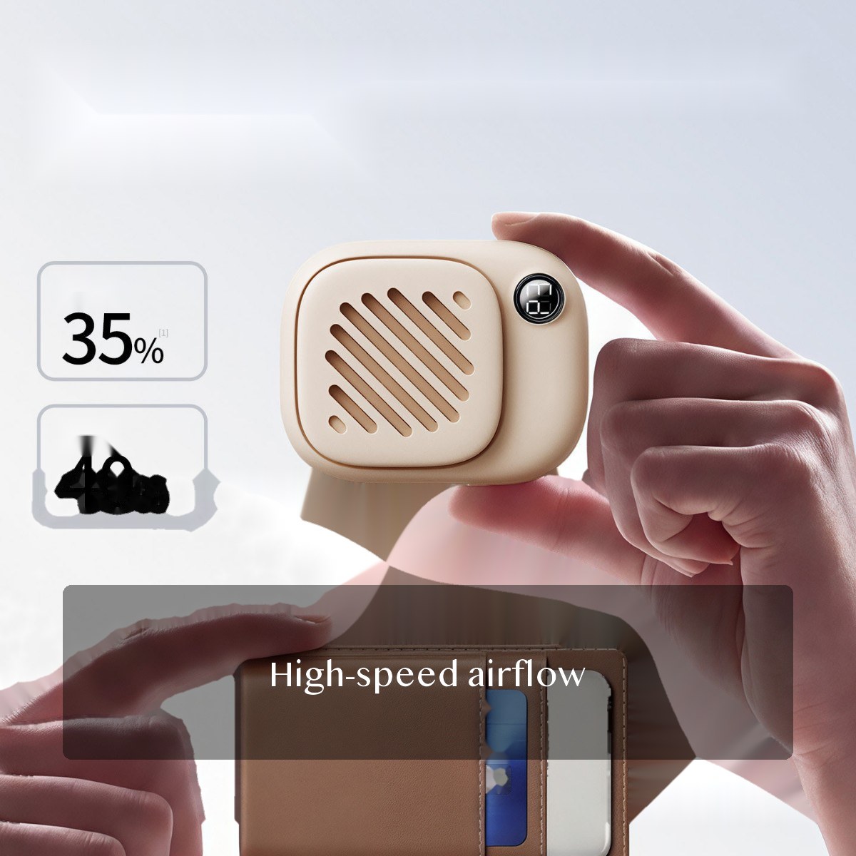 Mini Magnetic Neck Fan, Rechargeable Handheld Personal Fan with Digital Display for Office Desk Dorm Use