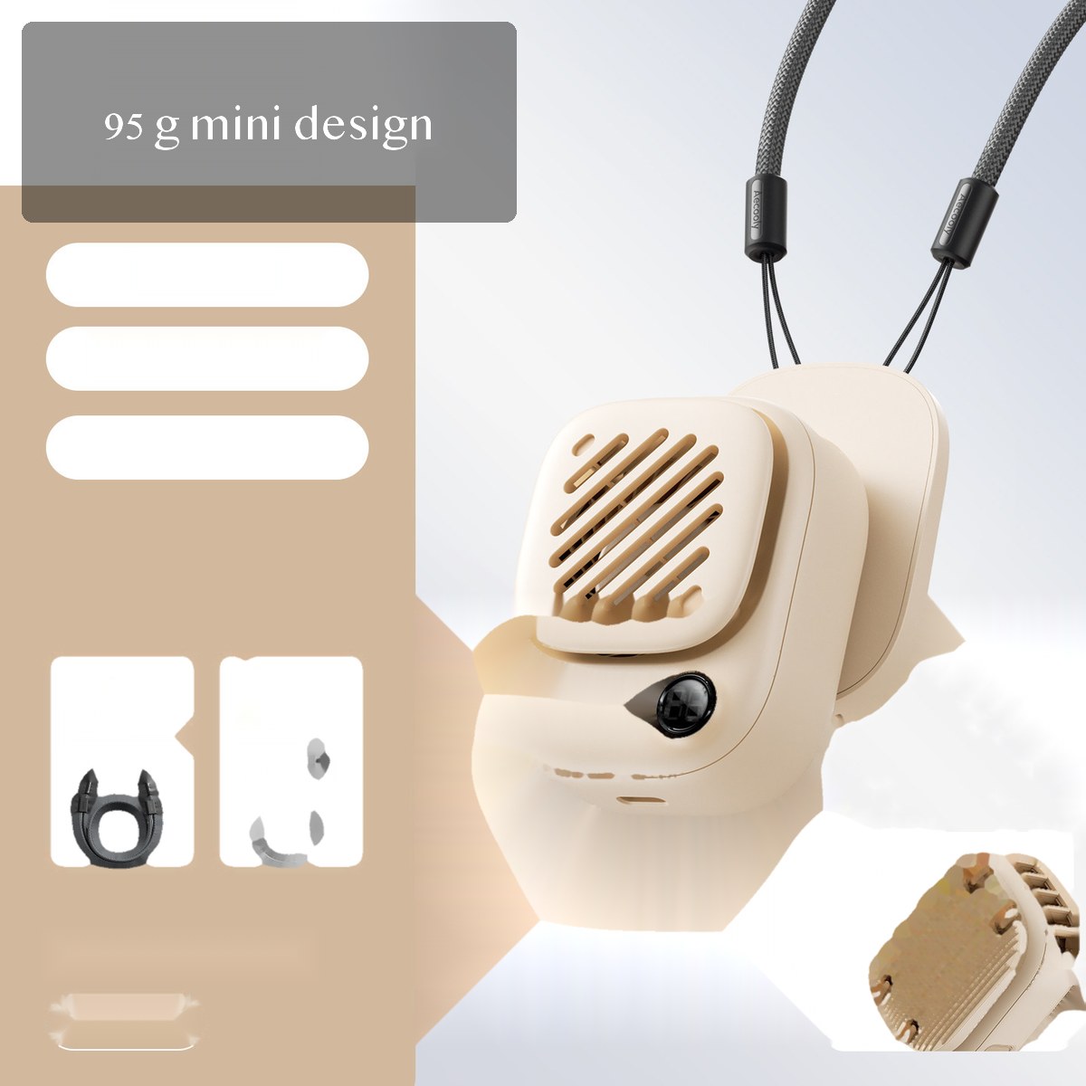 Mini Magnetic Neck Fan, Rechargeable Handheld Personal Fan with Digital Display for Office Desk Dorm Use