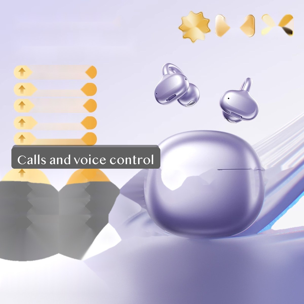 A5 Open Ear Clip Bluetooth Headphones, ABS Wireless Stereo Earbuds with Long Battery Life for Running
