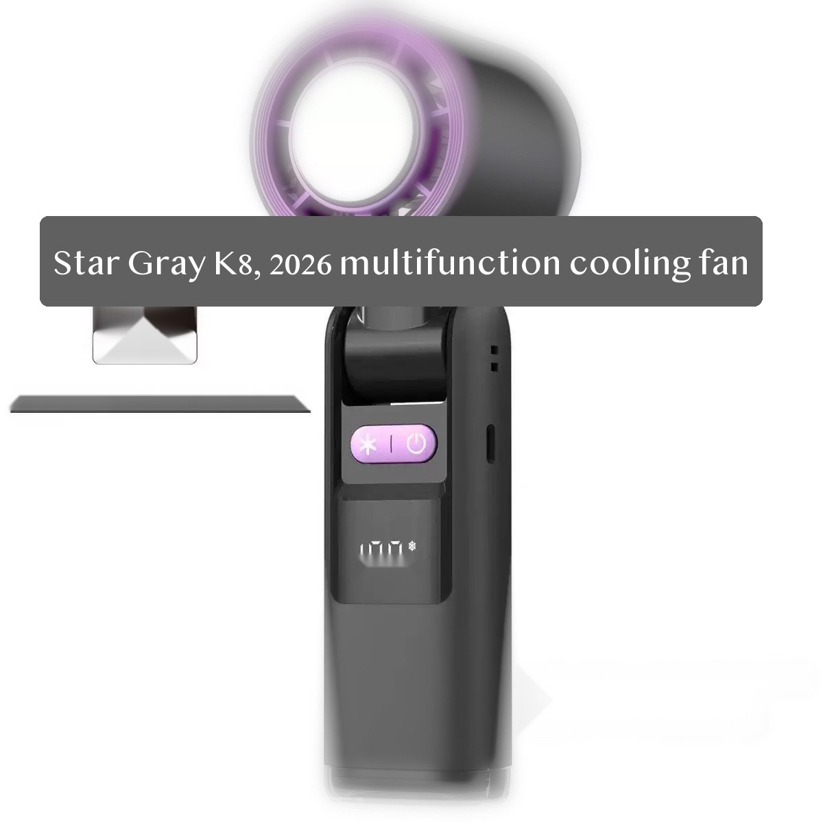 K801 USB handheld fan, foldable ABS neck fan with cooling airflow and stepless speed control for travel