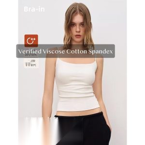 Viscose, Cotton, Spandex Women's Camisole, Sling-Style Sling Top for Everyday Layering, WhiteStraightBackThin