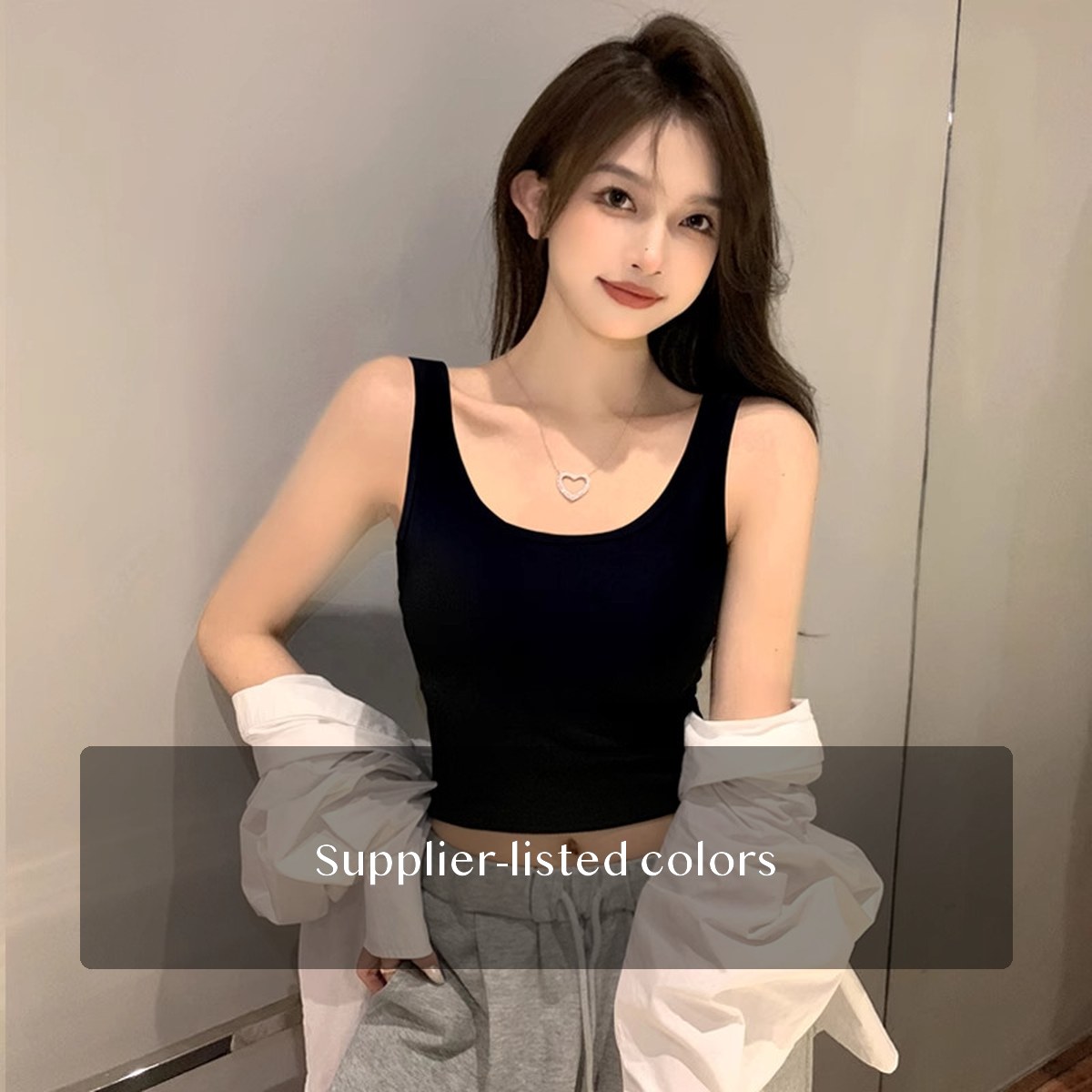 95% 及以上, 30% 以下, Spandex Women's Camisole, Sling-Style Sling Top for Everyday Layering, BlackUnpadded WhiteUnpadded