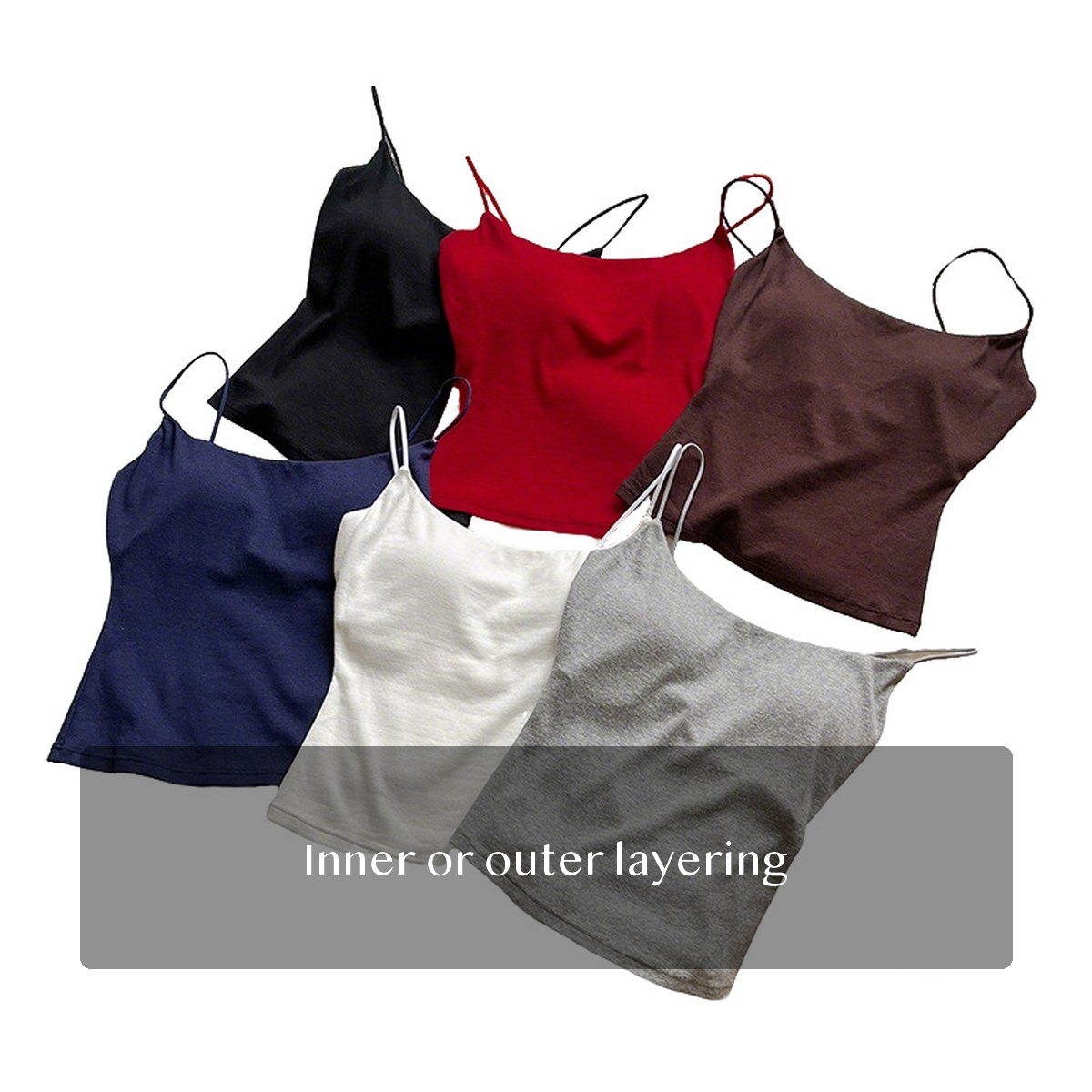 Viscose, Cotton, Spandex Women's Camisole, Sling-Style Sling Top for Everyday Layering, Navy AquaBlue CocoaBrown