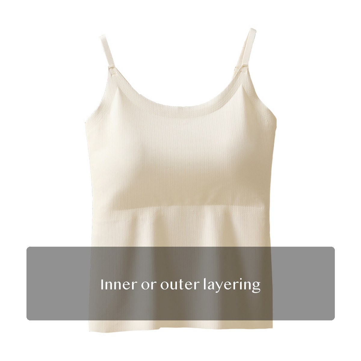 Women's Camisole, Sling-Style Sling Top for Inner or Outer Layering, Black White Nude Khaki, Sizes M-4XL