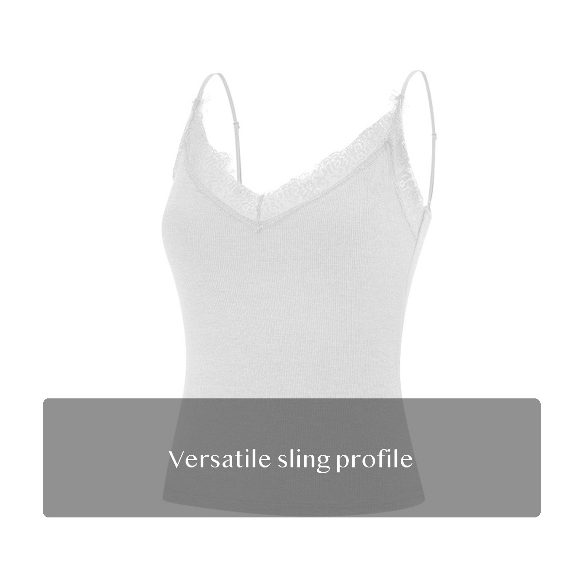 Viscose, Acrylic Women's Camisole, Sling-Style Sling Top for Everyday Layering, CreamWhiteLightweight